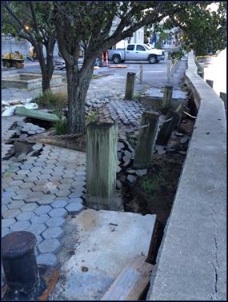 Part of the riverfront edge collapsed at Water and Princess Streets. Courtesy of the City of Wilmington.