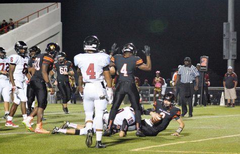 Francis Meehan (right) gets into the endzone for the final New Hanover touchdown of the night. (Photo by Hannah Leyva.)