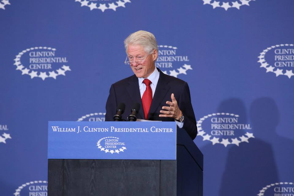On Sept. 4, 2013, President Bill Clinton gaves remarks from the Clinton Presidential Center in Little Rock, Arkansas. Photo from Facebook.