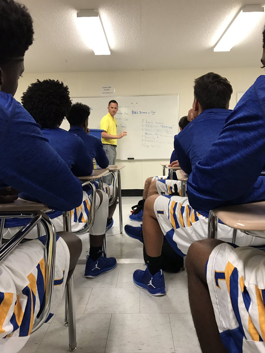 Laney Coach Nathan Faulk talks x's and o's leading up to Thursday's home opener.  Photo courtesy- Laney Basketball