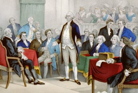 George Washington accepting command of the Continental Army, lithograph by Currier & Ives