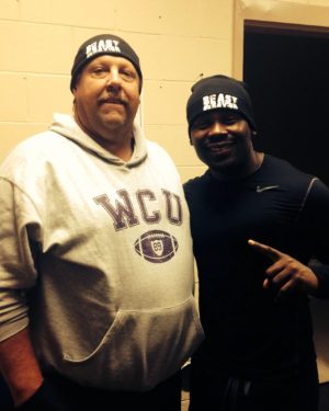 Hall of Famers Chip Adams, left, and Terance Williams wearing Williams' Beast Behavior brand.