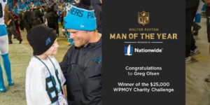 Carolina Panthers Tight End Greg Olsen is a Walter Payton Man of the Year nominee. Photo courtesy- Nationwide Insurance. 