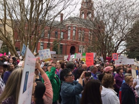 Hundred of people in downtown Wilmington joined a nationwide 'Women's solidarity' march that had been organized via social media for the first full day of Donald Trump's presidential term.