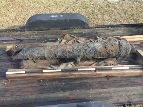 A pre-Colonial cannon recovered from the Cape Fear River at Brunswicktown/Fort Anderson.