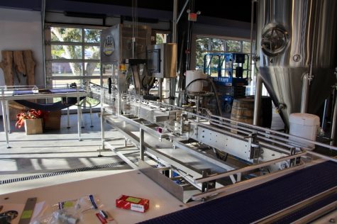 Construction is mostly completed on the Wrightsville Beach Brewery's canning machine.