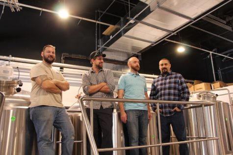 From left to right: Director of Brewing Operations, Kevin Zelnio, Owner Jud Watkins, Assistant Manager Anthony Palermo and General Manager Rich Grant.