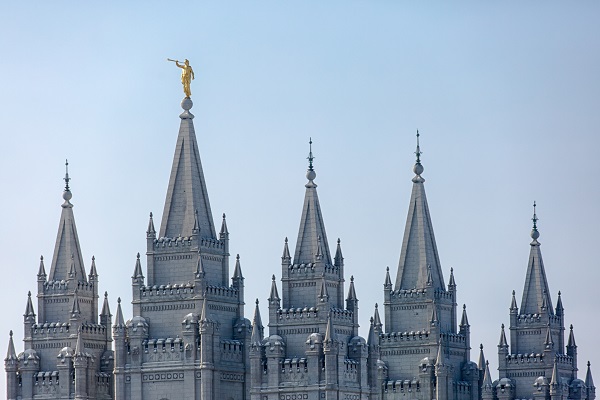 The Mormon Tabernacle in Salt Lake City, the headquarters of the Mormon Religion.