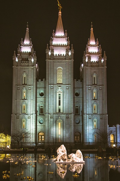 The Mormon Tabernacle in Salt Lake City.