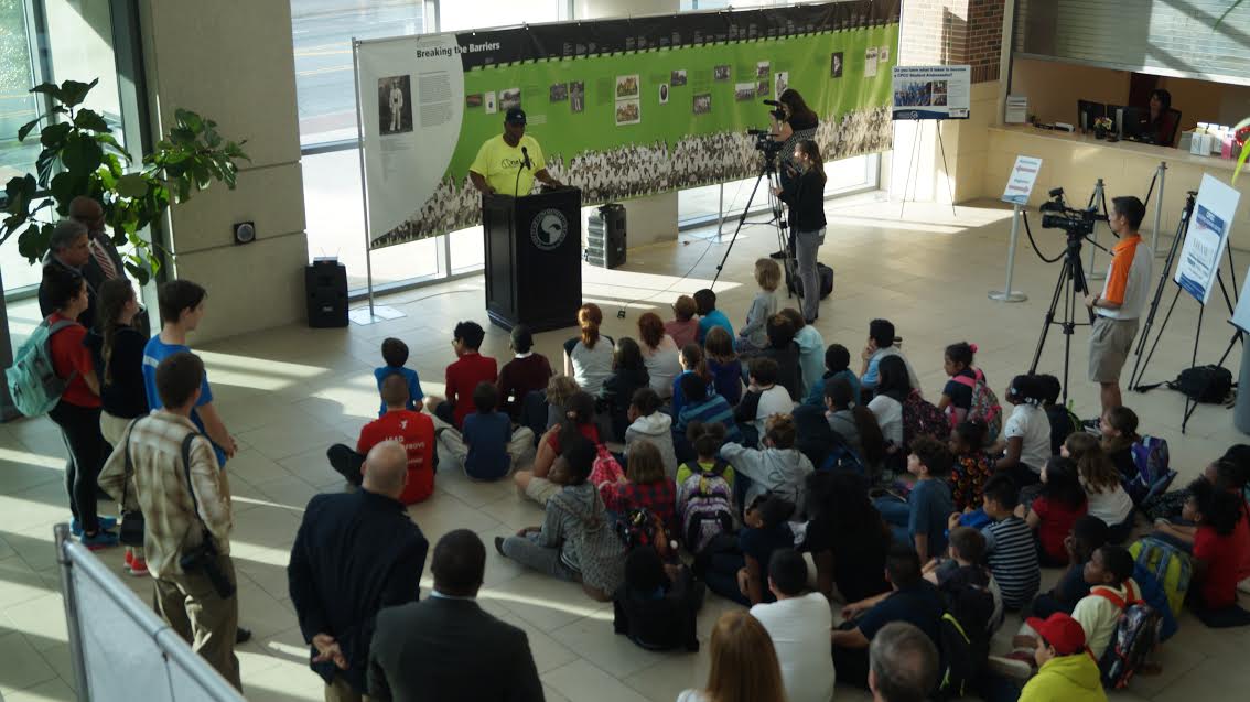 Local school kids took a field trip to CFCC on Tuesday to learn more about the "Broken Barriers" exhibit in recognition of black history month. Photos courtesy- Mark Sinclair. 