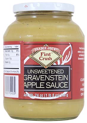 Trader Joe's First Crush Unsweetened Gravenstein Apple Sauce, sold nationally with a Universal Product Code (UPC) of 00015905, all dates through Aug. 8, 2018, is being recalled.
