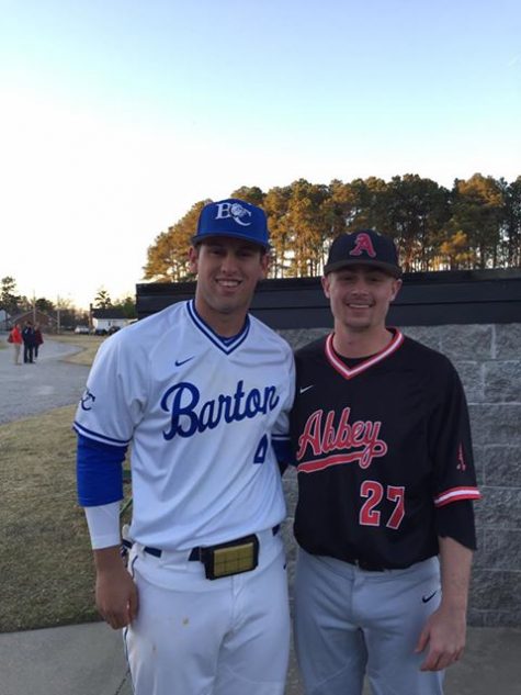 Chase Riker, left, and Sam Luchansky, were teammates at Topsail High School. Photo courtesy- Amy Wons Riker. 