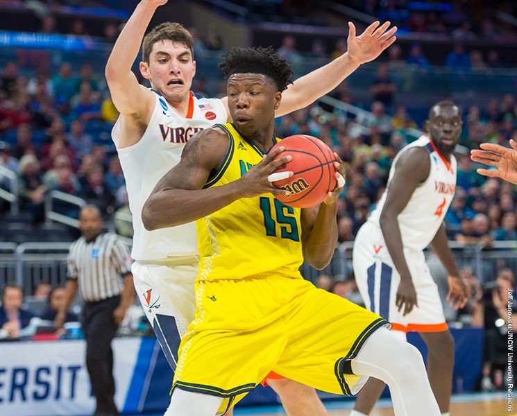 Devontae Cacok played a big role inside for UNCW on Thursday. Photo courtesy- UNCW sports. 