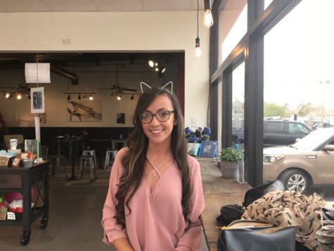 Delia Valenti Eveland, a self-described "crazy cat lady," met up with Port City Daily at the cozy but catless Old North Coffee, on Kerr Avenue. (Photo Benjamin Schachtman)