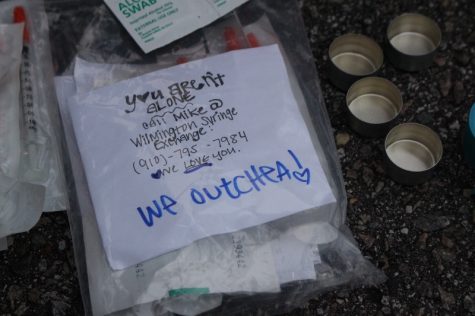 A safety kit provided by North Carolina Harm Reduction Coalition. The group has helped save thousands of lives, and take tens of thousands of needles off the street. But not everyone agrees with their methods. (Photo Benjamin Schachtman)