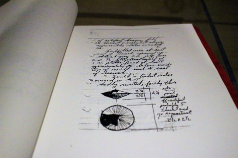 A copy of archaeology notes documenting the flush valve found at Russellborough ruins. (Photo by Christina Haley.)