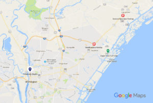 Google Maps has highlighted areas where parking will be available for Wells Fargo Championship.