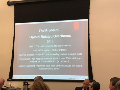 Data presented to local and state representatives by Kenny House of Coastal Horizons. (Photo Benjamin Schachtman)