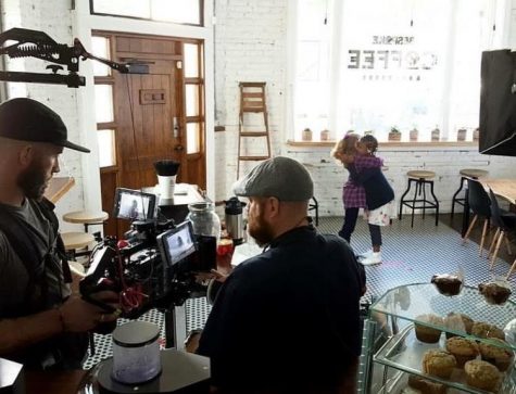 Lighthouse Films Creative Director Ben Coffman and Alan Swanson, camera operator, on the set of a recent shoot for Bespoke Coffee & Dry Goods. (Photo Lighthouse Films) 