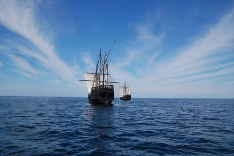 The Niña and Pinta. (Port City Daily photo/Courtesy WILMINGTON HARBOR ENHANCEMENT TRUST)