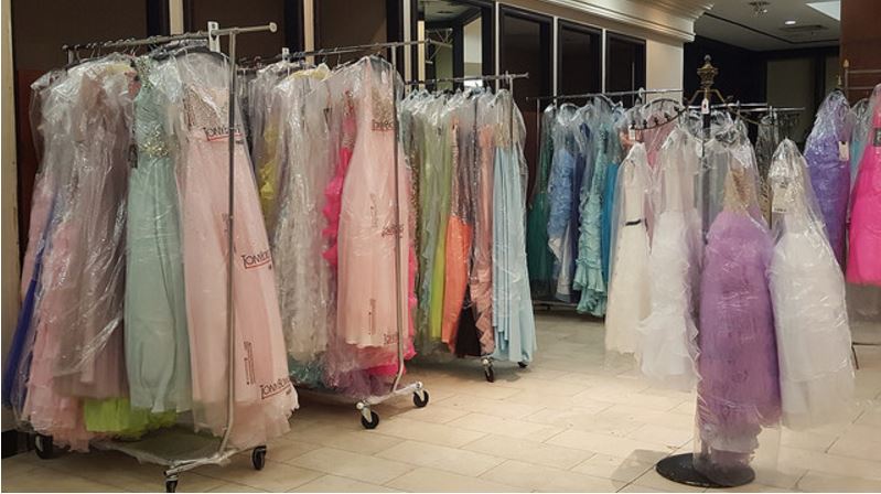 Some of the 3,000 dresses to be auctioned off next week by New Hanover County Sheriff's Office. (NHC Sheriff's Office)