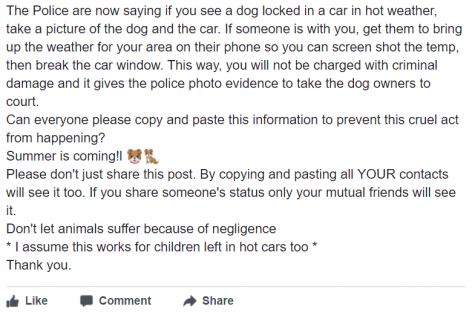 This post circulating on Facebook oversimplifies a complicated issue, according to local law enforcement. (Port City Daily photo / BENJAMIN SCHACHTMAN)