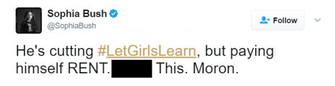 A May 1 tweet from Sophia Bush made her dissatisfaction with the sitting President fairly clear. (Port City Daily photo / TWITTER) 