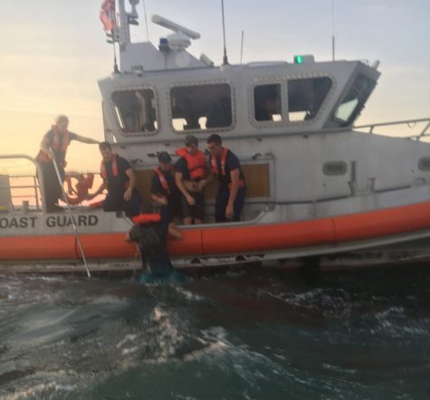 The USCG rescued five people yesterday evening after a 22-foot boat capsized. (Port City Daily photo / COURTESY U.S. COAST GUARD)