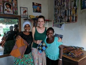 Caroline with her friends and partners Esterina and Zania in Tanzania. (Port City Daily photo/COURTESY CAROLINE FISHER)
