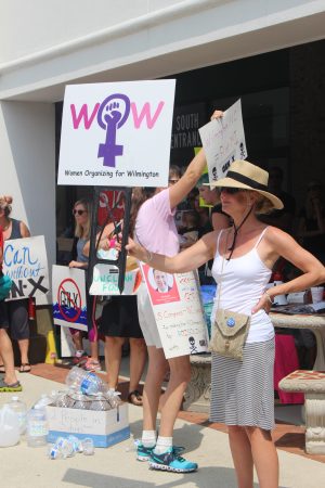 Women Organizing for Wilmington helped organize the protest Thursday at the New Hanover County Administrative Offices. (Port City Daily photo/MICHAEL PRAATS)