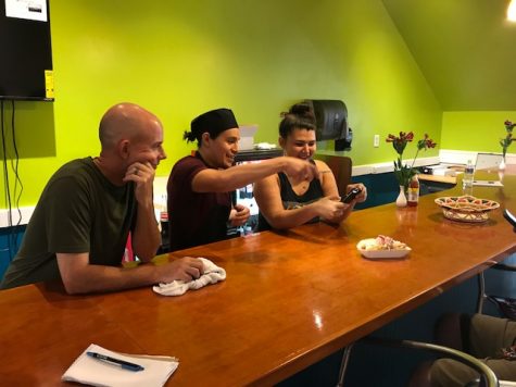 Left to right: Owner Brian Mayberry, Santos Martinez and Adriana Penley. 'I need a photo of this,' Penley said. 'It's too pretty.' (Port City Daily photo / BENJAMIN SCHACHTMAN)