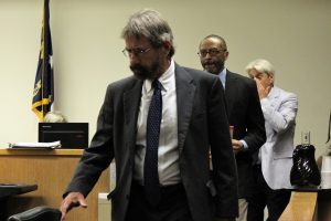 Bradley entering the courtroom Thursday morning for opening statements. (Port City Daily photo/CORY MANNION)