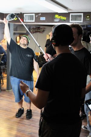 Mike Roberts on set of Vaughan, a sitcom filmed in Wilmington, NC. (Port City Daily photo/CORY MANNION)