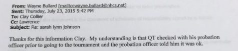 An email from New Hanover County Board of Education General Counsel Wayne Bullard to the Johnson's lawyer. (Port City Daily photo / BENJAMIN SCHACHTMAN)