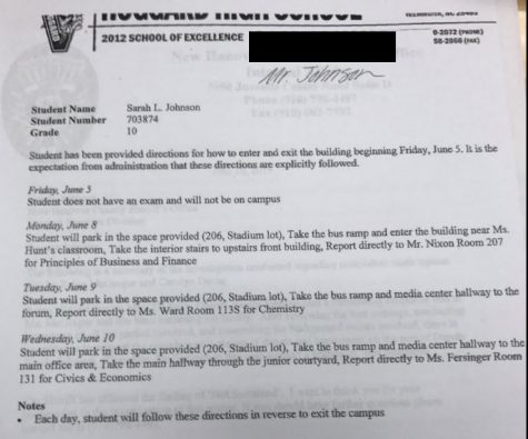 The 'route map' provided to Sarah Johnson by Hoggard High School. (Port City Daily photo / BENJAMIN SCHACHTMAN)