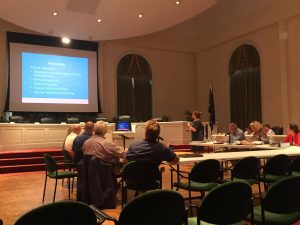 Senior Planner Christine Hughes presenting the planning commission with staff findings on short term rentals (Port City Daily photo/MICHAEL PRAATS)
