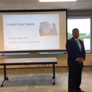 County Manager Chris Coudriet answered questions about Project Grace Monday morning during a meeting with the media (Port City Daily photo/MICHAEL PRAATS)