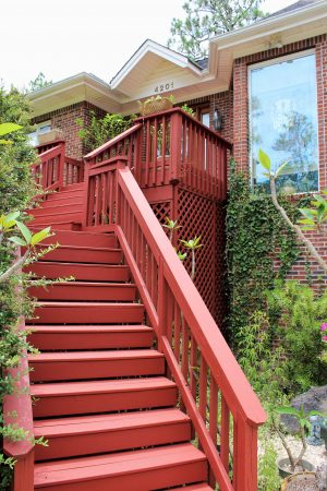 “I can sit right here at my dining room table, and I can see every single thing that’s going on on that road out there,” Fullerton said, pointing out their kitchen windows.&nbsp;The second side of that, is I can sit right here (on the back porch), and look that way, and that way, and see everything.” (Port City Daily photo/CORY MANNION)