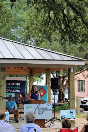 "Lets stop the drill, let's protect our coast, let's put people over progress, and let's do this," Horton said. (Port City Daily photo/CORY MANNION)