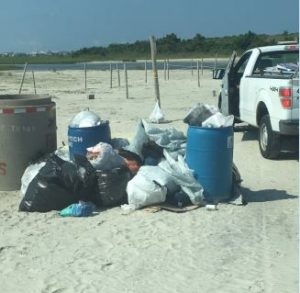 Overflowing trash cans area a reoccurring problem at Freeman Park (Port City Daily photo/Courtesy Carolina Beach)