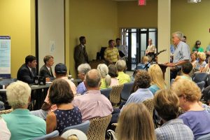 Last night, several industry veterans opposed to offshore drilling said this is not the case. Many times, they say that drillers and operators from places like Alaska and the Gulf of Mexico are brought in to head new operations, limiting the number of jobs that would be available to North Carolinian's.  (Port City Daily photo/CORY MANNION)