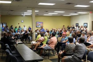 Concerned citizens, students and visitors came out to discuss the potential of opening of the Atlantic coast to offshore drilling earlier this week. (Port City Daily photo / CORY MANNION)