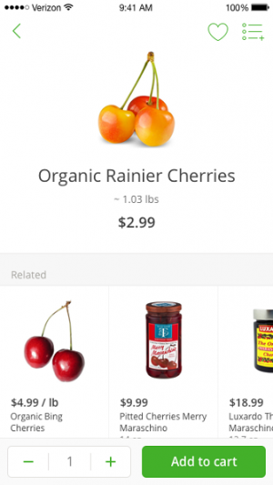 "So, if you're a customer, you sign on, and put in your zip code, then the app will show you a list of stores that we shop from in your area," Donoghue said. "After you select the store, and you go in, and begin building your virtual list." Pictured: A screenshot of the app on an iPhone. (Port City Daily photo/COURTESY CATHERINE ARTHUR)