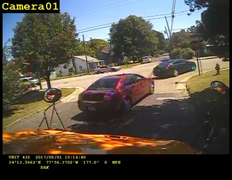 A 'red or burgundy Saturn Aura,' that struck a bus according to the Wilmington PD. (Port City Daily photo / COURTESY WILMINGTON PD)