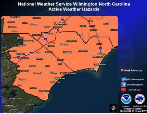 The National Weather Service has issued a heat advisory for much of the coastal Carolinas, including Wilmington, Carolina Beach, Southport, Oak Island and all of North Carolina's coastal counties. (Port City Daily photo / NATIONAL WEATHER SERVICE)