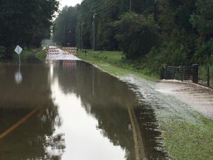 The Brunswick County Sheriff's Office is cautioning commuters this morning, as many area roads were left flooded over night. (Port City Daily photo/COURTESY BRUNSWICK COUNTY SHERIFF'S OFFICE)