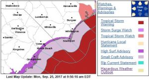 The National Weather Service has issued several warnings for Coastal North Carolina (Port City Daily photo/COURTESY NWS)