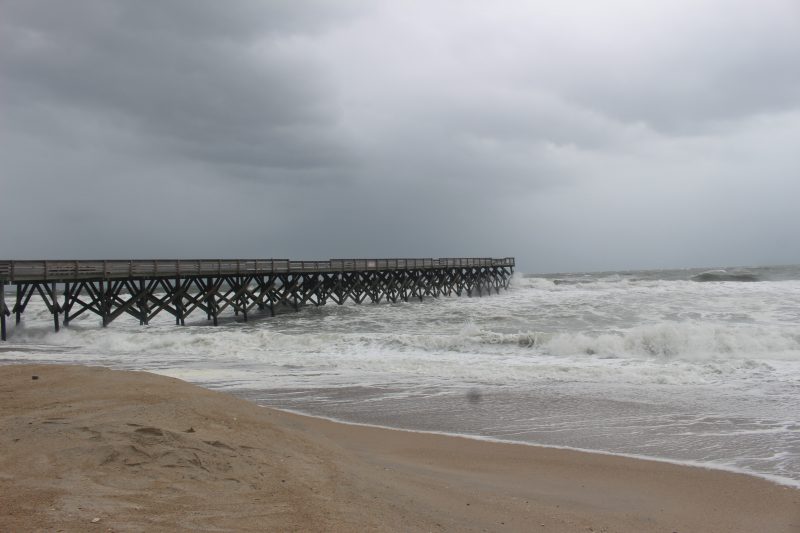 Rough seas at the south end of Wrightsville Beach (Port City Daily photo/MICHAEL PRAATS)