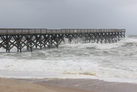 Rough seas at the south end of Wrightsville Beach (Port City Daily photo/MICHAEL PRAATS)
