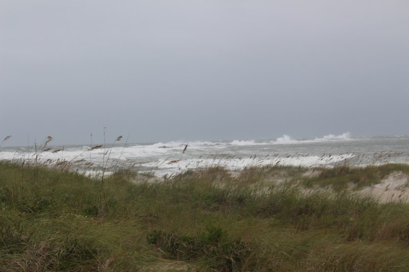 Rough seas at the south end of Wrightsville Beach (Port City Daily photo/MICHAEL PRAATS)